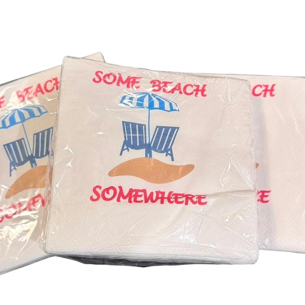 Happy Hour by Haut Papier Some Beach Somewhere Beverage Napkins 48 Count 3 Packs